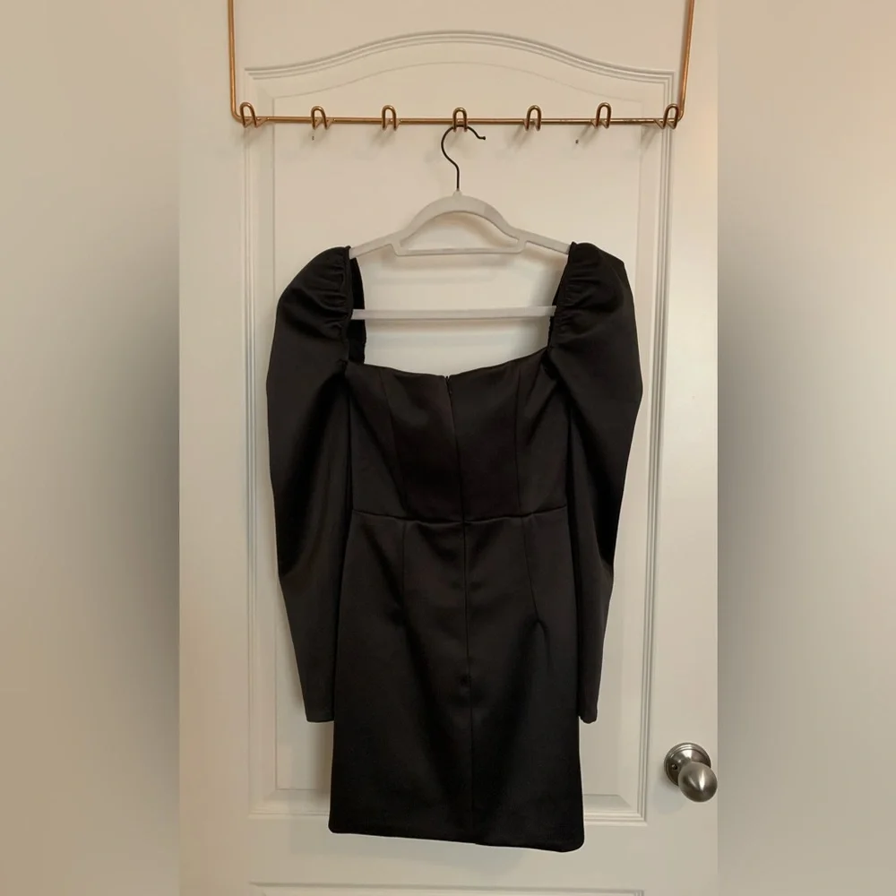 Oh Polly “Possession” Puff Long Sleeve Satin Corset Mini Dress - Picture 4 of 7